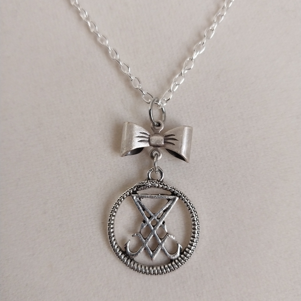 Goth Sigil of Lucifer Ouroboros handmade Satanic necklace